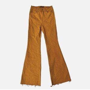 Judy Blue Flare Leg Raw Hem Mustard Yellow Jeans Women’s size 1/25